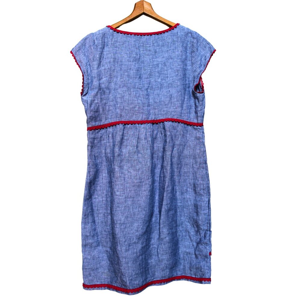 BODEN Size 6 Bea blue linen embroidered dress EUC Boho Summer Vacation Beach - Picture 3 of 9